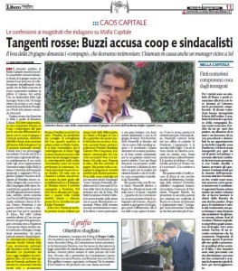 Articolo Libero Quotidiano del 12 Agosto 2015 Tangenti rosse Buzzi accusa coop e sindacalisti