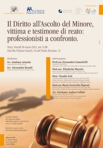 CONVEGNO – Il Diritto all’Ascolto del Minore, vittima e testimone di reato: professionisti a confronto