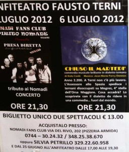 CONCERTO E TEATRO – Presa Diretta (live official tribute band Nomadi) + Chiuso il martedì