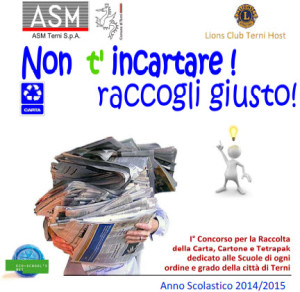 Terni, raccolta differenziata a scuola: Asm e Lions Club istituiscono un concorso